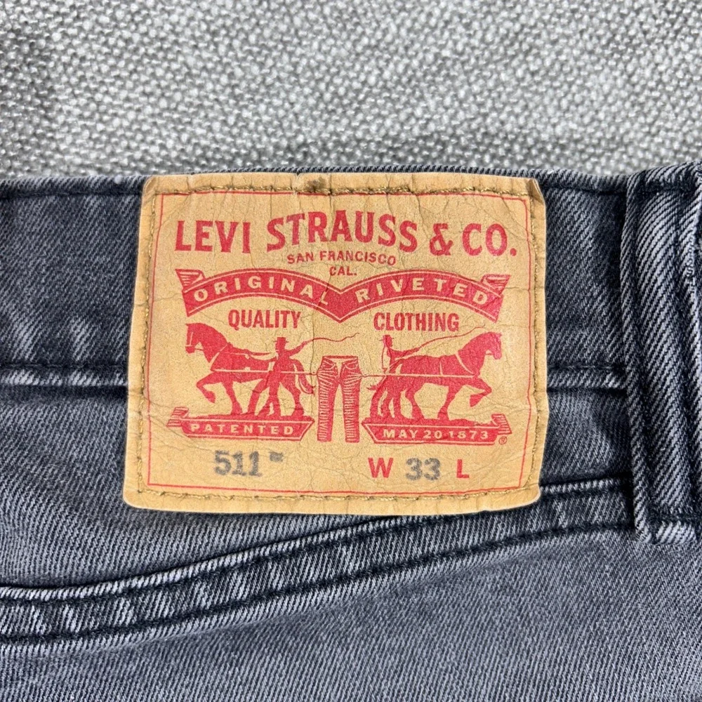 Levi's 511 Denim Shorts Mens 33 Gray‎ Good Raw Hem Frayed Slim Fit Cut Off Jorts
